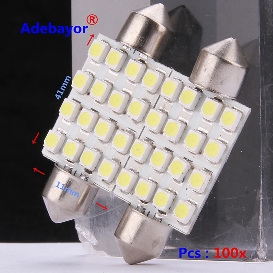 

100X41mm 1210 3528 16 SMD LED White Car Dome Festoon Interior Light Bulbs Auto Car Festoon LED Licence Plate Dome Roof Car Light