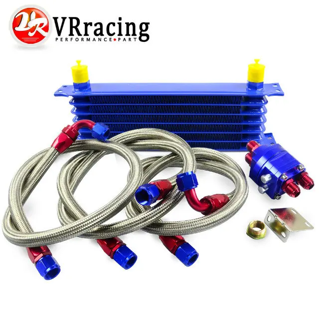 

VR - Universal OIL COOLER 7Row 10AN Aluminum Engine Transmission Oil Cooler Relocation Kit VR5107B+6724BR+3PCS