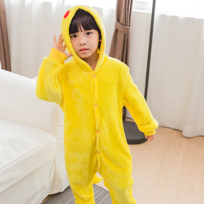 Pijama infantil Onesie/Детская Пижама с капюшоном и рисунком животных; желтый Пикачу; Детская Пижама унисекс для мальчиков и девочек