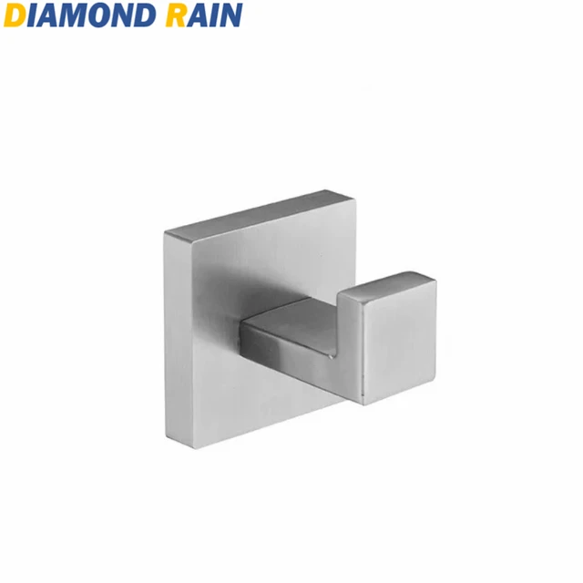 304 Stainless Steel Square Black Matte/chrome/Brushed Nickel Robe Hooks Wall Mounted