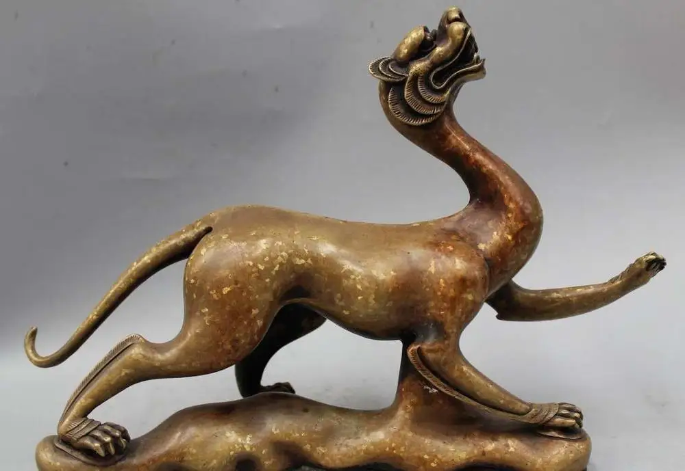 

9" Chinese Feng Shui Pure Bronze Unicorn Beast Pi Xiu Exorcise Evil Spirits