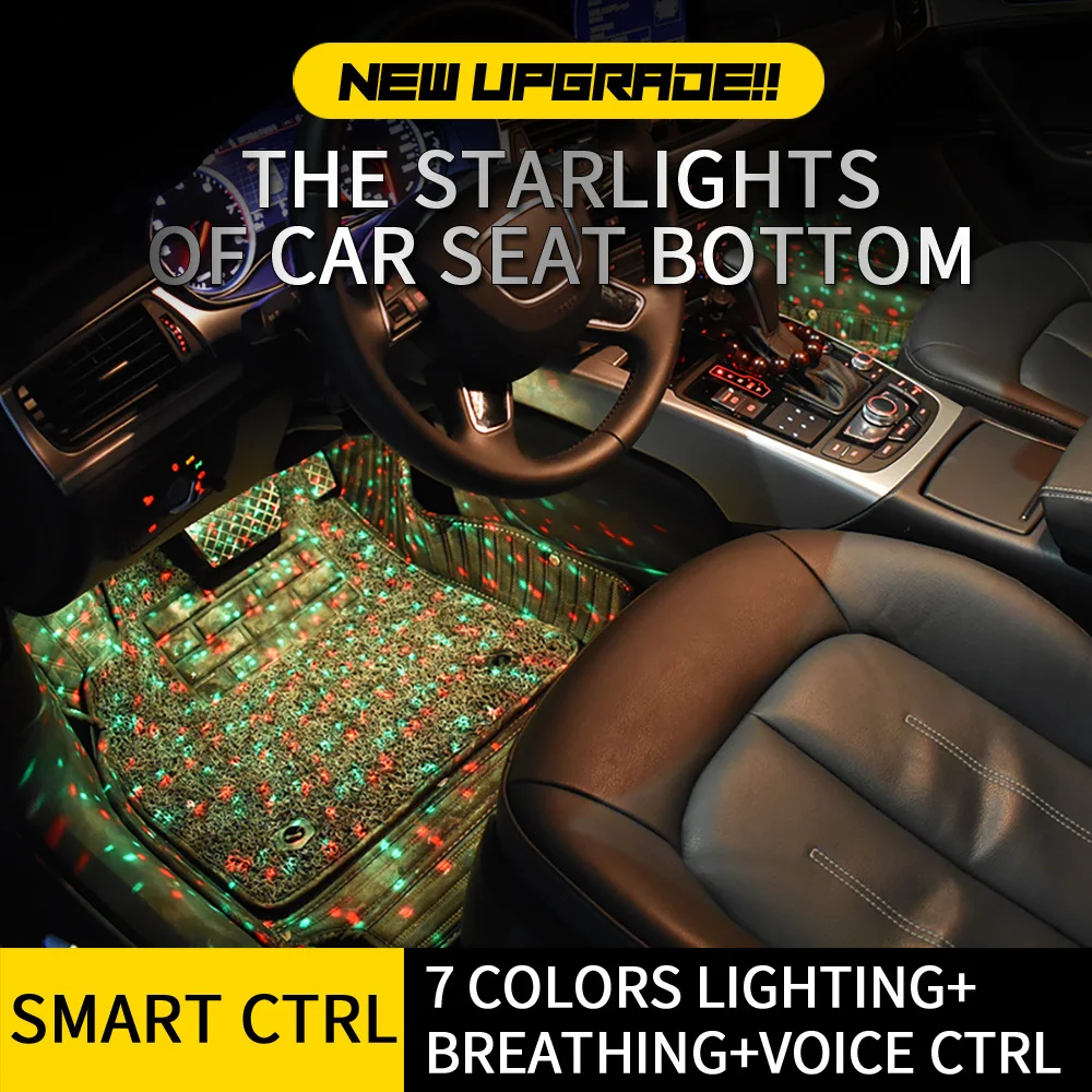 

New voice-activated LED atmosphere foot light car decoration light laser full of stars colorful atmosphere lights