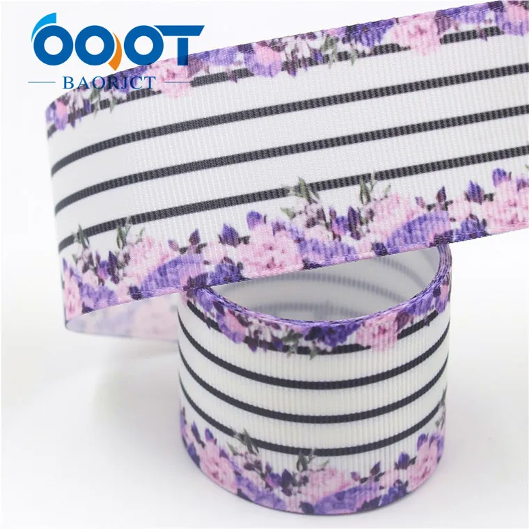 OOOT BAORJCT I-19628-1539,38mm 10yards flower Thermal transfer Printed grosgrain Ribbons,tape crafts,bow cap DIY accessories - Цвет: I-19628-1542