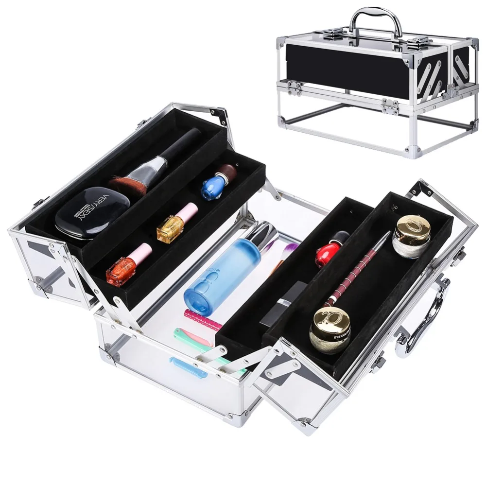 Acrylic Vanity Make Up Tattoo Cosmetics Storage Case Lockable Carry Box
