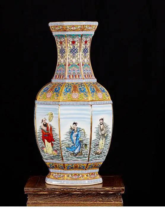 Цзиндэчжэнь керамика имитация Qianlong год античная ваза Китайская классическая гостиная украшения ремесла Декоративные ваза - Цвет: 2