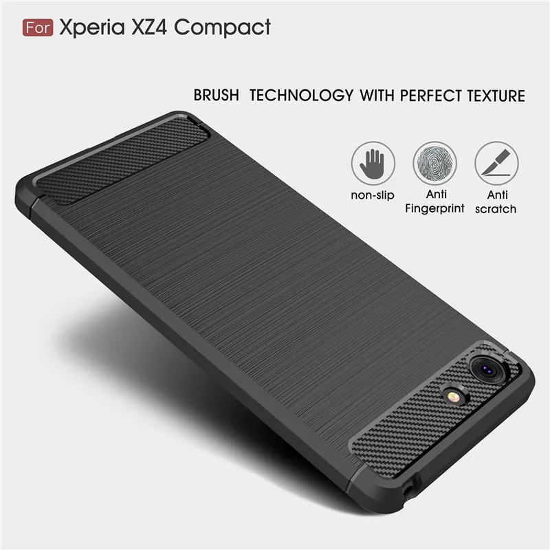 For Sony Xperia XZ2 XZ3 XZ4 case Slim Silicone Soft TPU phone for Compact Premium Brushed Carbon Fiber Cover |