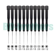 142mm Black Plastic Rotatable Handle Screwdriver Torx Key T4 T5 T6 0.8 1.2 Pentalobe 1.5 Phillips 2.5 Y Screwdrivers 500pcs/lot