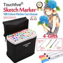 Touchfive 30/40/60/80/168Colors Pen Marker Set Dual Head Sketch Markers Brush Pen For Draw Manga Animation Design Art Supplies