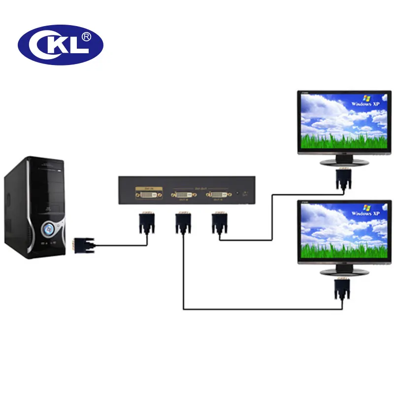 CKL 1x2 2 порта DVI разделитель устройство для совместного использования видео