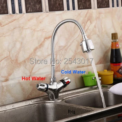 Thermostat Faucet Kitchen Mixer Tap Flexible Hot and Cold Thermostatic Water Pull Out Swivel Spout Crane ZR985 | Обустройство дома