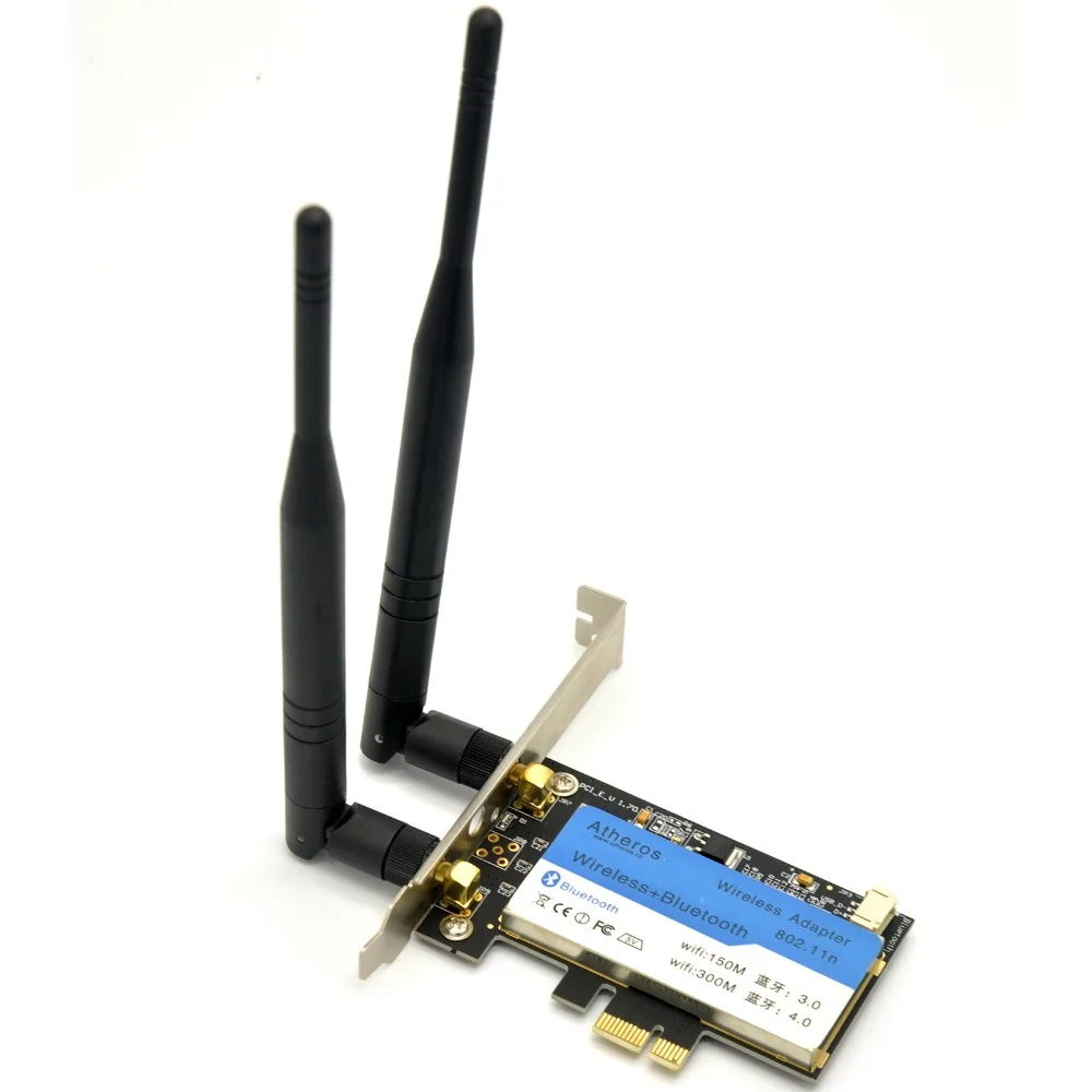 WoWoLink Atheros AR5B225 AR9485 150 Мбит/с PCI E Express Настольный беспроводной WiFi адаптер+ Bluetooth 4,0 AR3012 для Windows XP/7/8/10