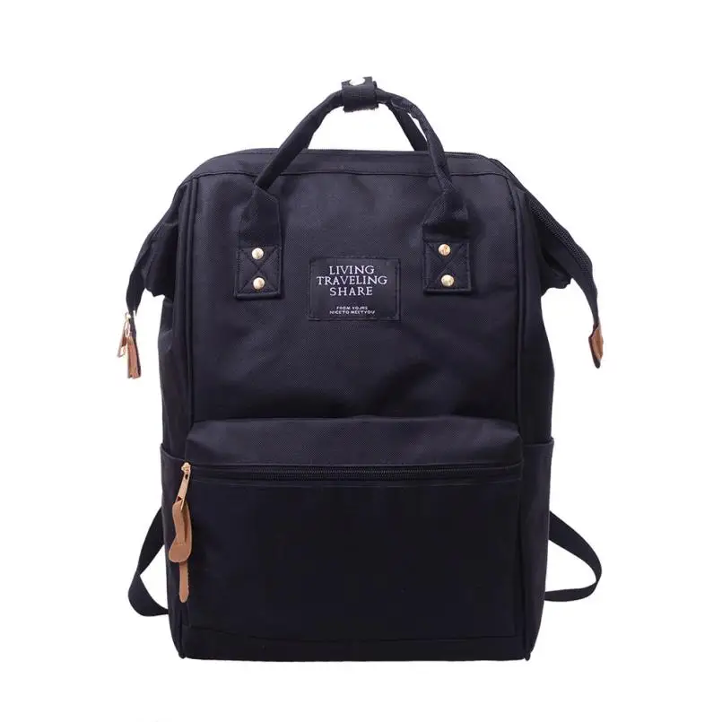 Унисекс однотонный рюкзак, школьная дорожная сумка, двойная сумка на плечо, сумка на молнии, женский рюкзак, все для школы, A0430#30 - Цвет: Black