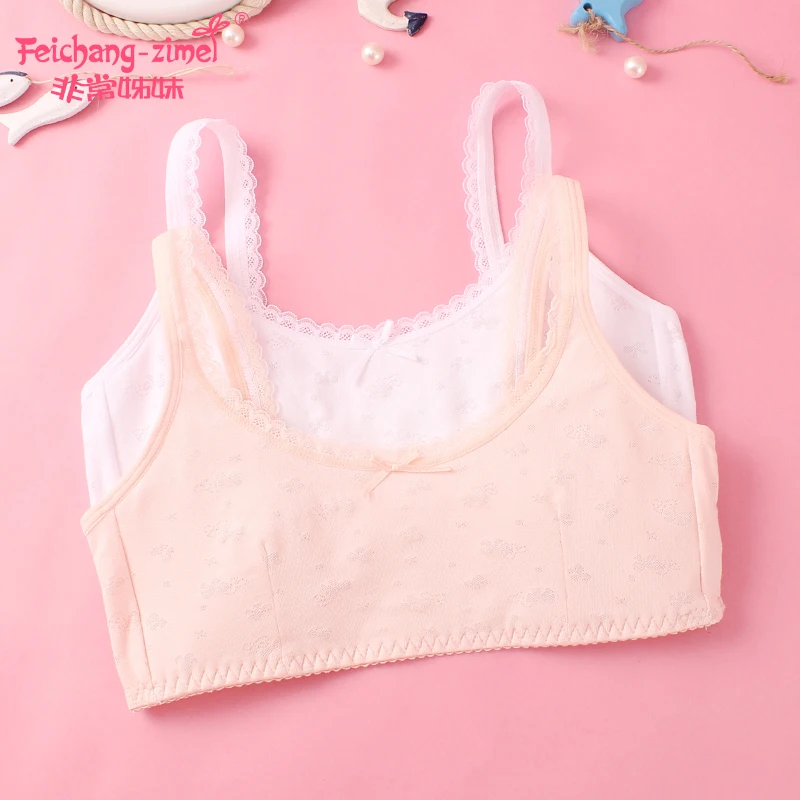 

Free Shipping Feichangzimei Teenage Girl Underwear Cotton Solid Training Bra For Girls 8 Year To 13 Year Old -100730-W