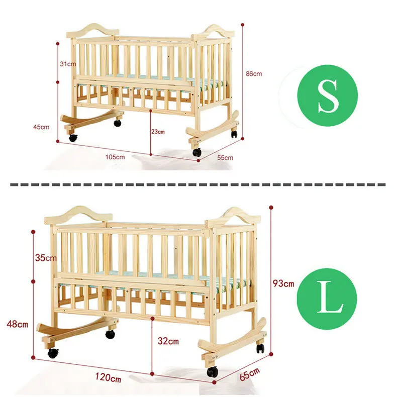 105cm 120cm Extra Big Size Baby Bed Can Load Adult No Paint Baby