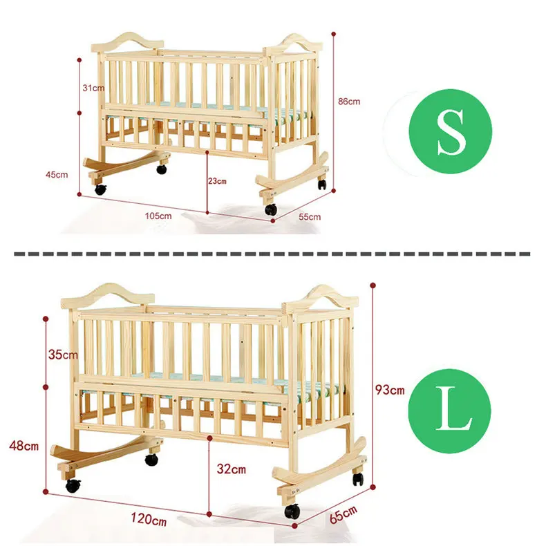 105 см/120 см очень большой размер детская кровать, может загружать взрослых, без краски детская кроватка новорожденный детская колыбель, качающаяся кровать с москитной сеткой