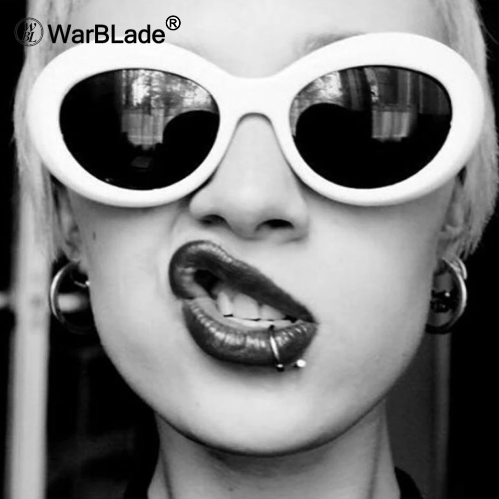 

Wholesale Clout Goggle Kurt Cobain Glasses Oval Sunglasses Ladies 2020 Vintage Retro Sunglasses Women's White black Eyewear 5PCS