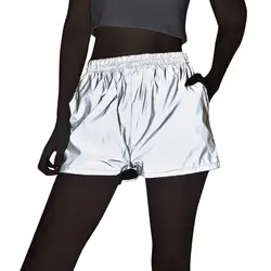 Ночные Светоотражающие Брюки в стиле хип-хоп женские с высокой талией джоггеры короткие свободные шорты с эластичной резинкой на талии