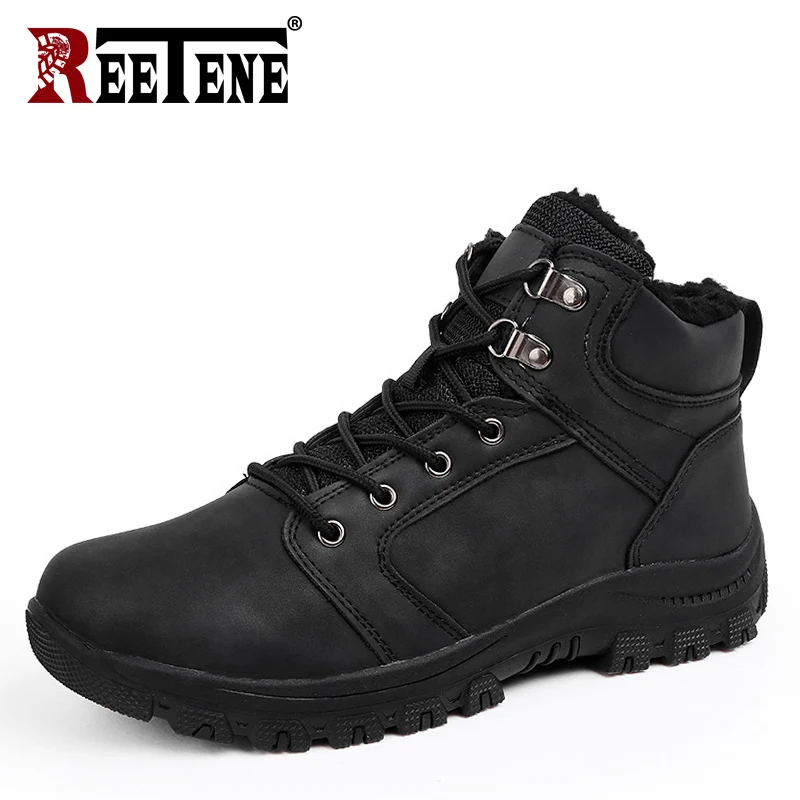 

REETENE Super Warm Winter Men Boots Genuine Leather Boots Men Winter Shoes Men Comfortable Fur Boots For Shoes Zapatos Hombre
