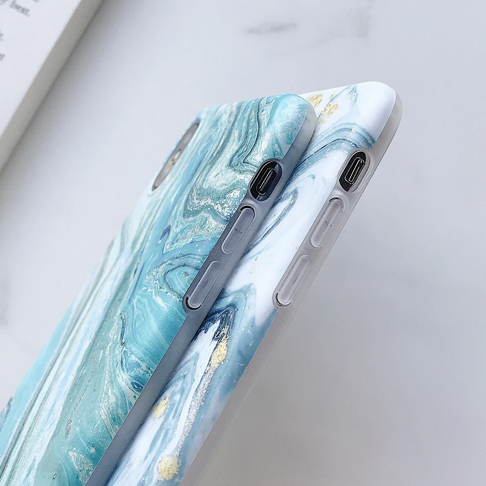 Flexible TPU Mobile Phone Accessories Case for iPhone 7 Plus 8 Plus X XR Matt Marble Design Anti-Finger Slim Fit Cellphone Cover