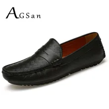 AGSan men penny loafers man classic white black driving shoes luxury brand male plus size genuine leather shoes 46 47