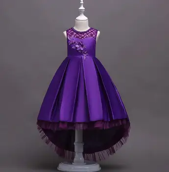 

Children's lace performance princess dress girls sleeveless front short back long dancing dress Family Matching Outfits R497