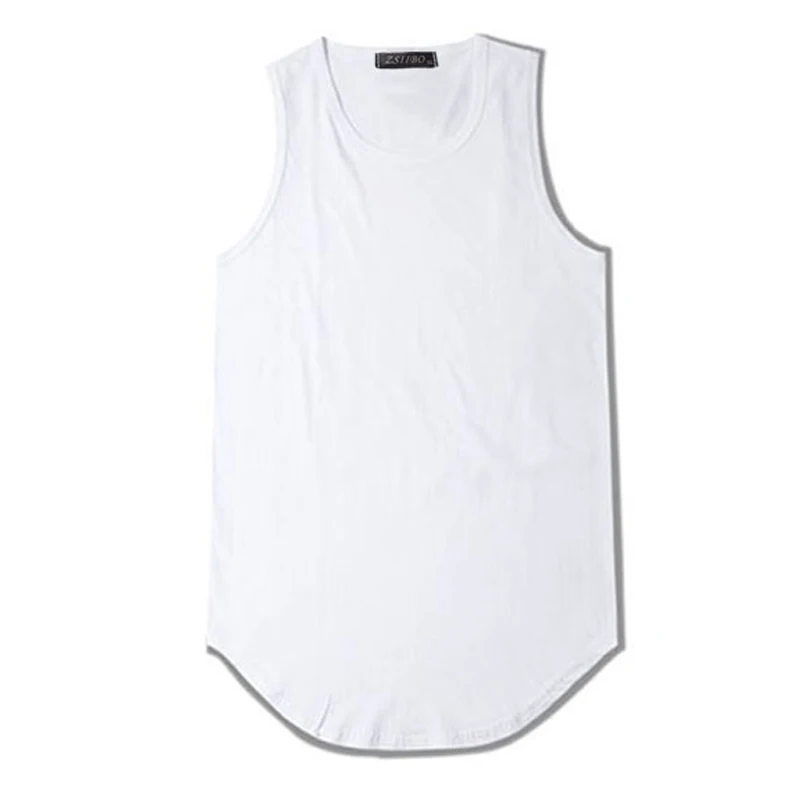 Streetwear Sleeveless Curved Hem Long line Tops Summer Hip Hop Extended tank top men Urban Blank Vest Justin Bieber TX151-R