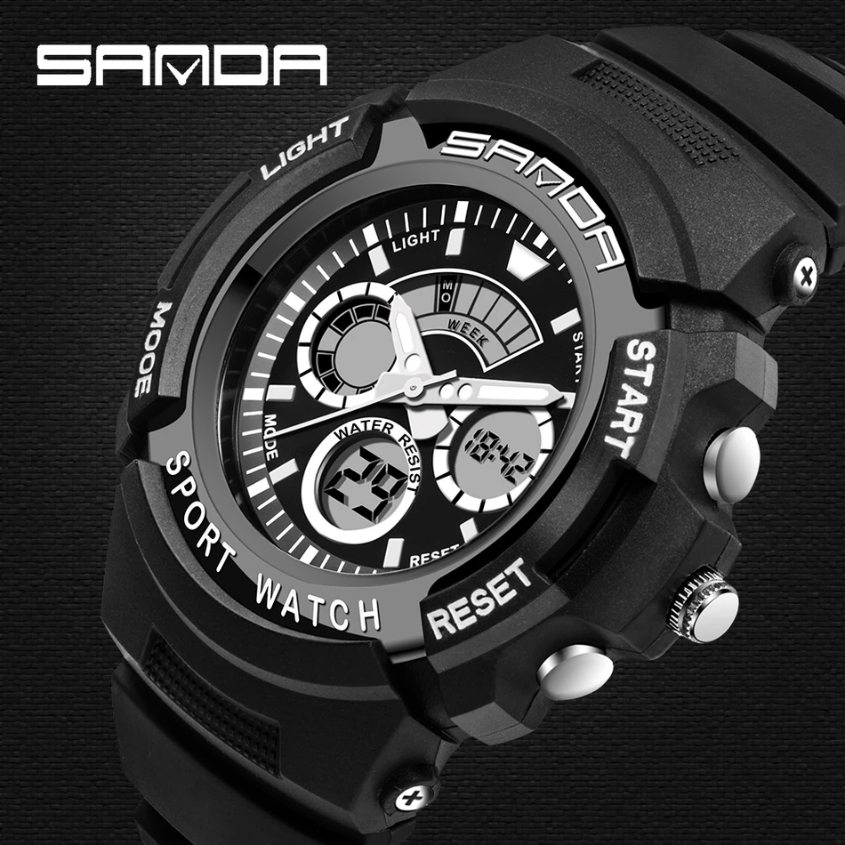 Buy SANDA Waterproof Outdoor Sport Watch Men 2017 LED