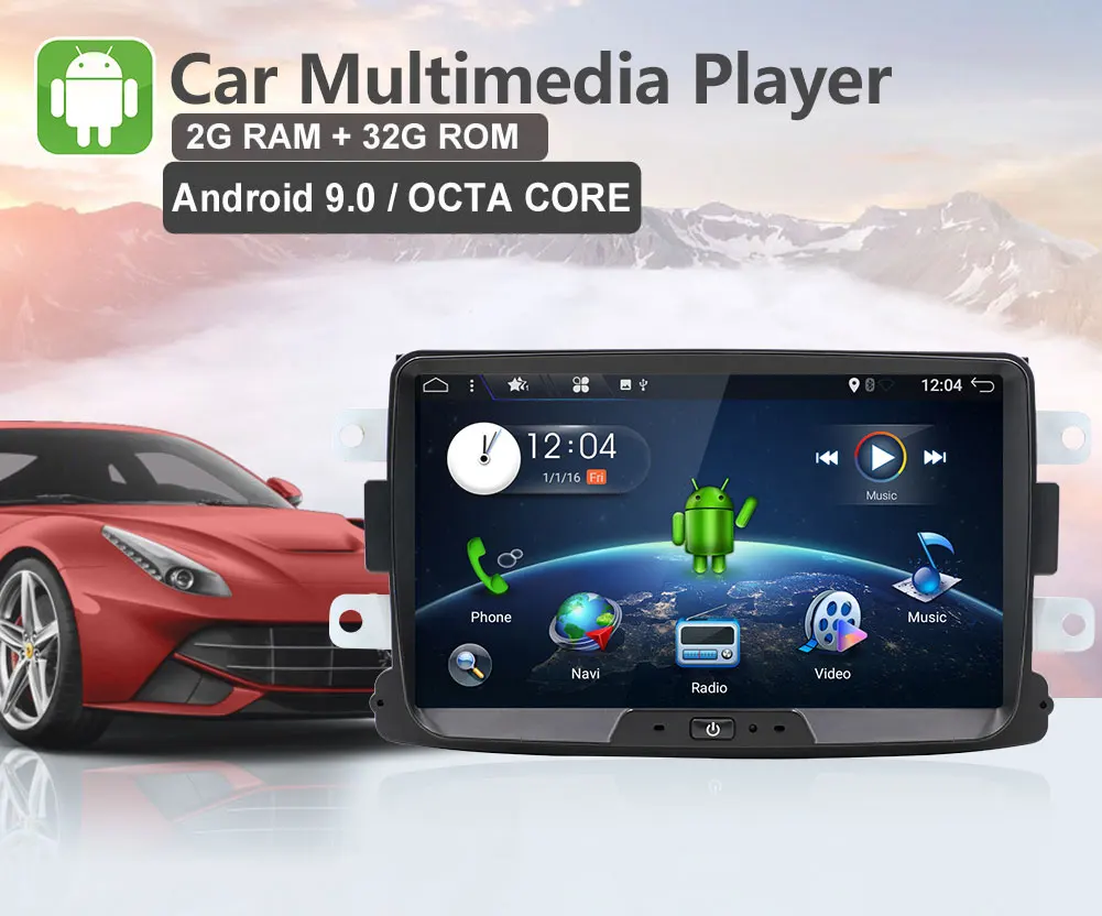 Flash Deal 1 din for Dacia/Xray/Lada/Duster/Sandero/Logan car radio android 9.0 Multimedia Player with rear view camera map canbus SWC 17