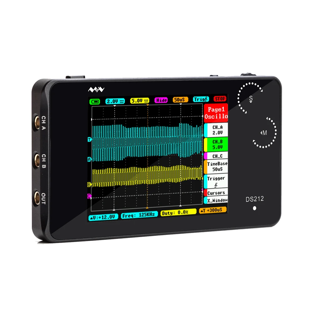 

Digital Oscilloscope Portable DSO Mini USB Oscilloscopes 2 Channel 2.8in Full Color TFT Display 8MB Memory Storage 10MSa/s 1MHz