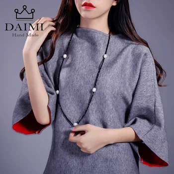 

DAIMI 90cm Sweater Chain 2019 New 11-12mm Natural Pearl Necklace Long Necklace Street Style Crystal Necklace For New Year Gift