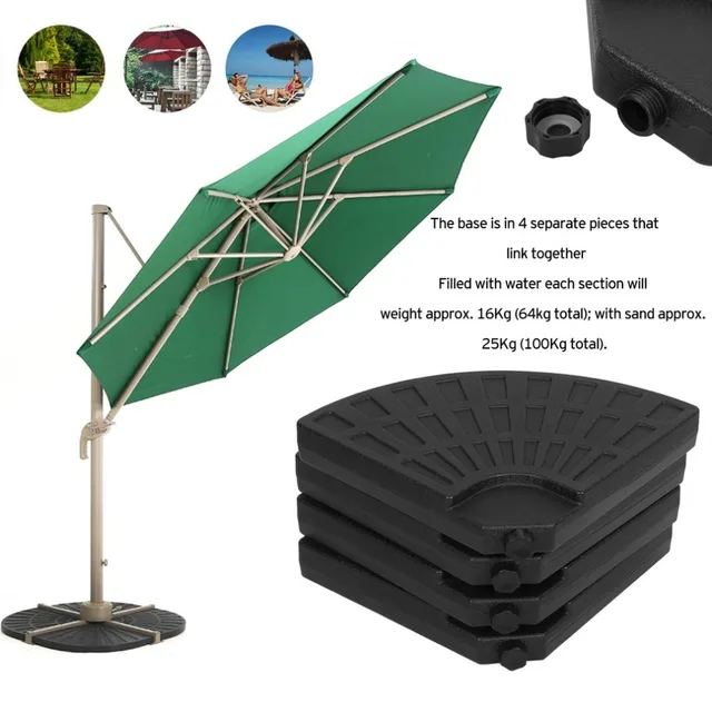 4pcs Heavy Duty Fan Shaped Sand Water Filled Plastic Patio 4pcs Heavy Duty Fan Shaped Sand Water Filled Plastic Patio Umbrella Base Stand Outdoor Furniture Parasol Garden