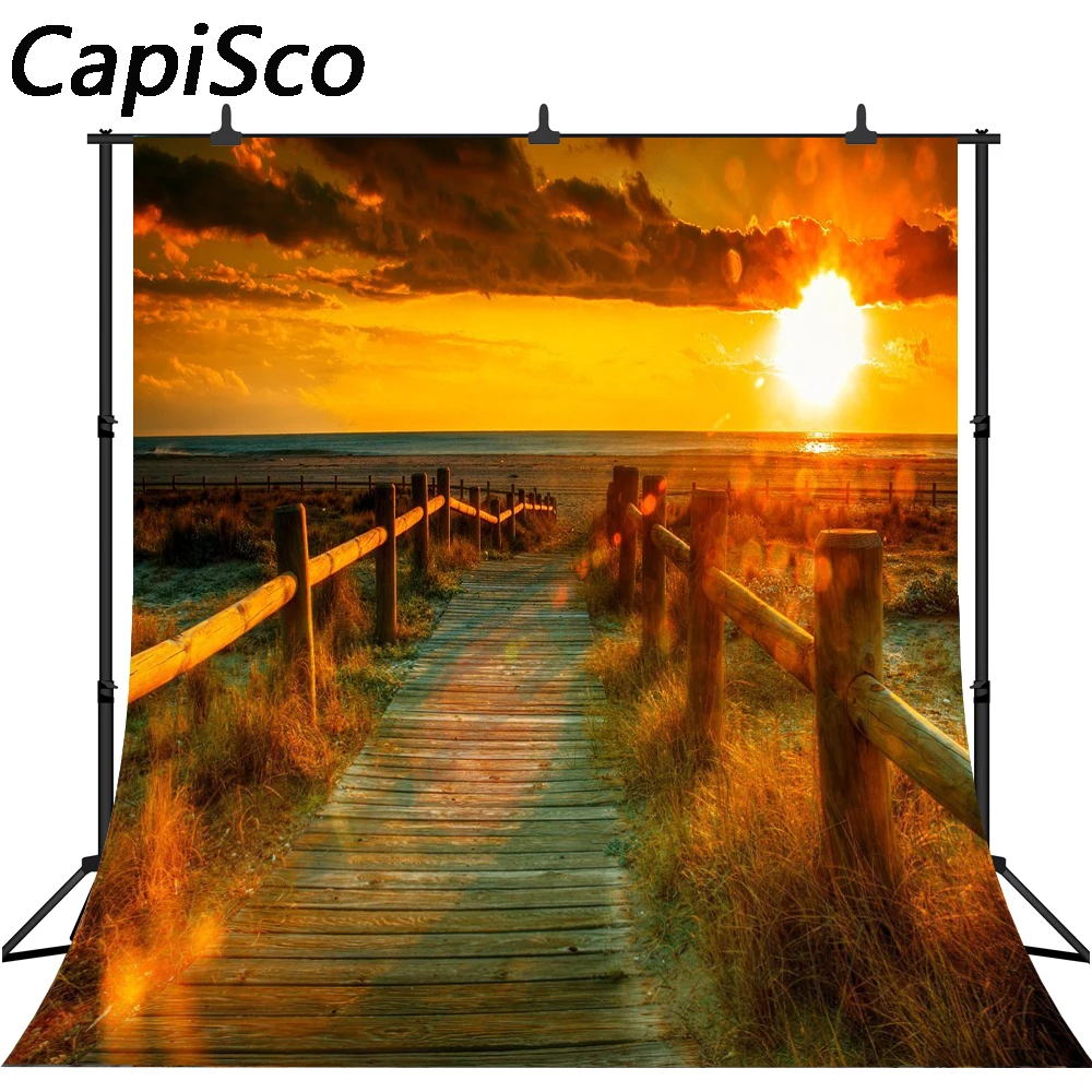 

Capisco Dusk Sunset Jetty Road Sea Landscape Photography Backdrops Vinyl Backdrop Photographic Backgrounds For Photo Studio