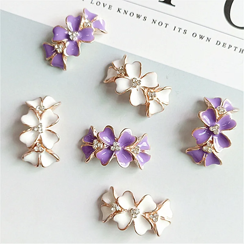 10 pçs/lote Liga de Ouro Curvo Arco Strass Pérola Acessórios de Cabelo Enfeites Centro Hairbow Decoração Adorno Ofício DIY