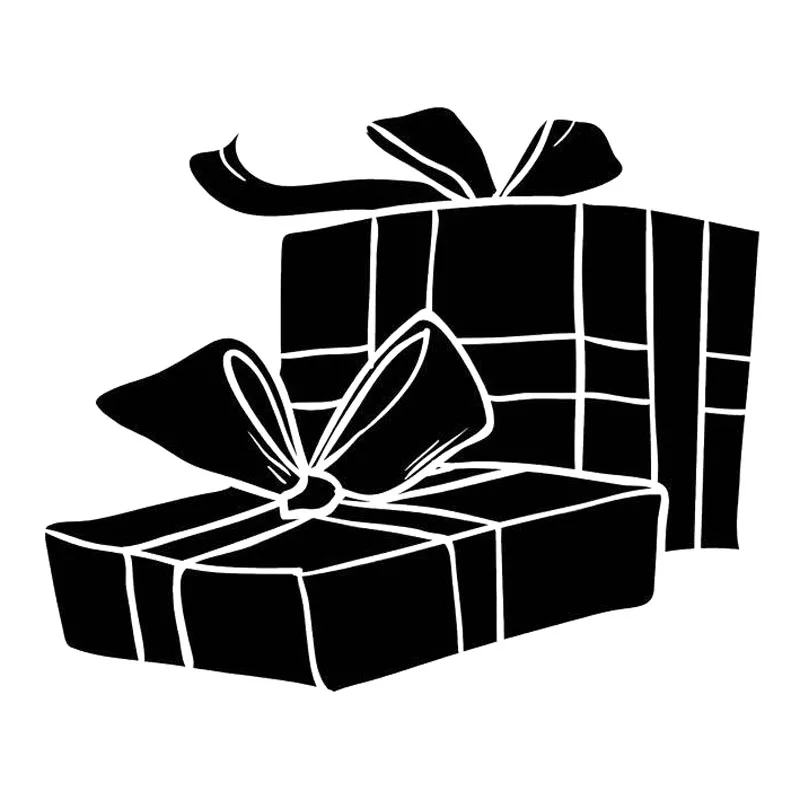 

18cm*14.7cm Presents Wrapped Christmas Gifts Car Styling Stickers Decals Black/Silver S3-6736