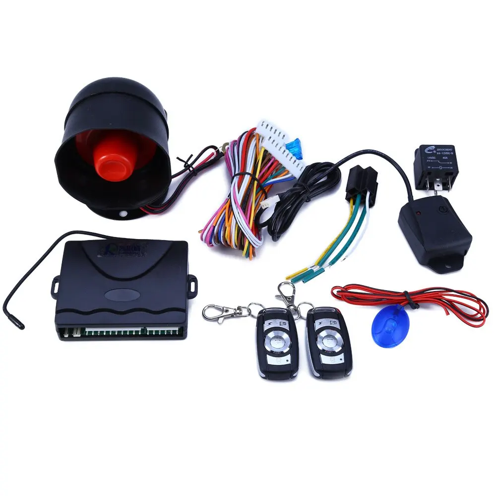 High Quality 12V Car Alarm System One Way Vehicle Burglar Alarm Security Protection System with 2 Remote Control Auto Burglar