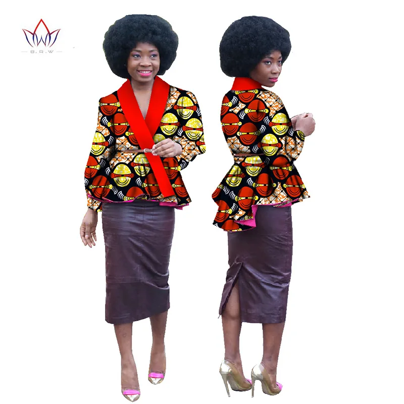 Осень, дизайн, комплект из обуви в африканском стиле платья для Для женщин Bazin Rich Для женщин в африканском стиле Блузки Плюс Размеры 6XL Африканский обычай одежда brw WY629 - Цвет: 15