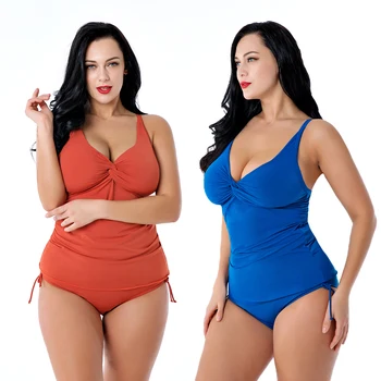 

Trikini 2019 One-piece Swimsuit Women Large Size Swimwear Orange Deep V Sexy Swimsuit Solid Monokini Navy Bathing Suit XXXXL