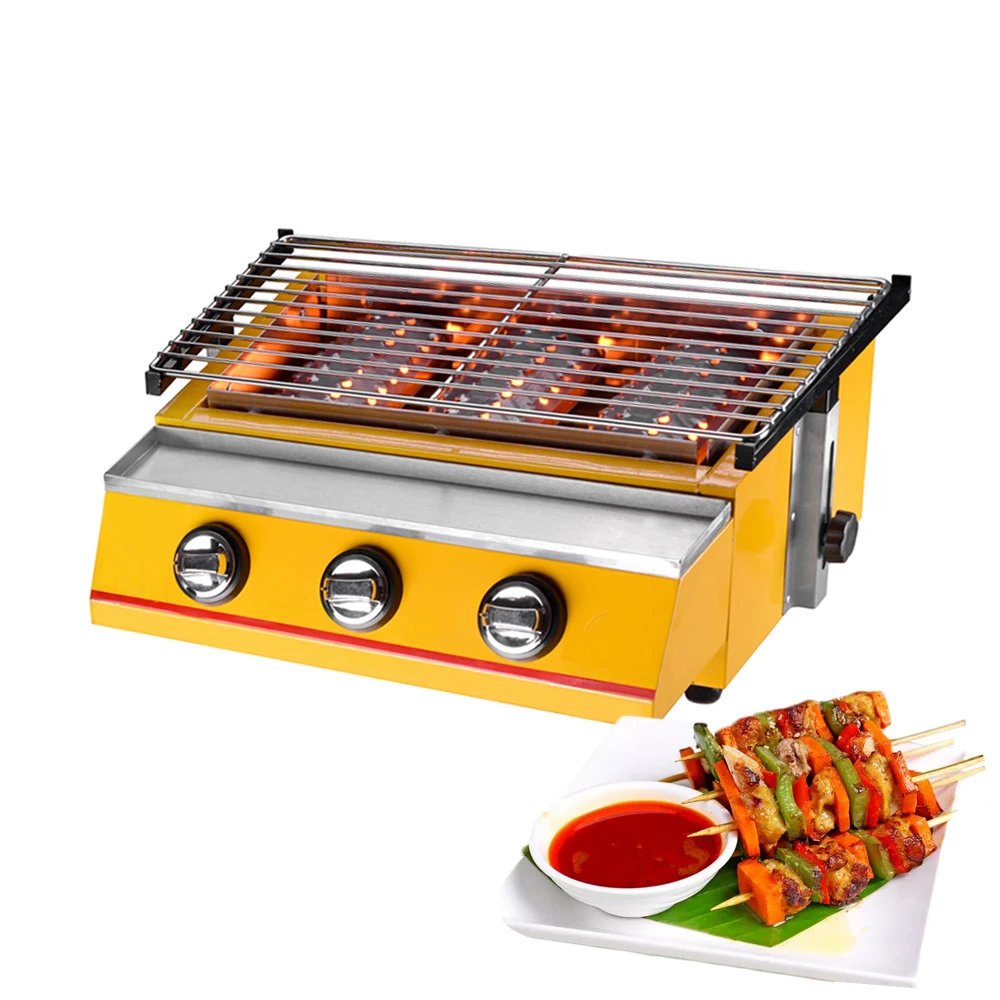 Gas Grill Protable LPG Gas BBQ Grill Stainless Seel BBQ Grill Smokeless Multifunction Outdoor Picnic BBQ Grill BBQ Tool
