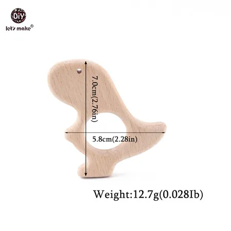 Let's Make 1PC Baby Teether Animal Wood Rings Elephant Camera Heart BPA Free Wooden Teether Nursing Accessorie Teething Toys dinosaur