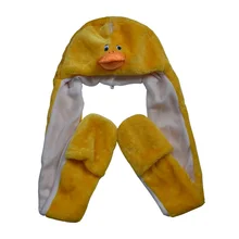 DOUBCHOW милые плюшевые желтый курица животных шапки с лапами Прихватки для мангала взрослых женщин подростков дети обувь мальчико