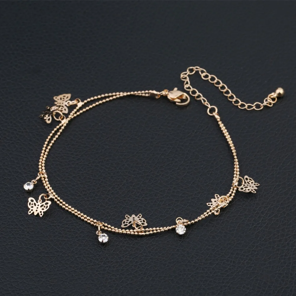 butterfly anklet barefoot sandals anklets for women rhinestone ankle