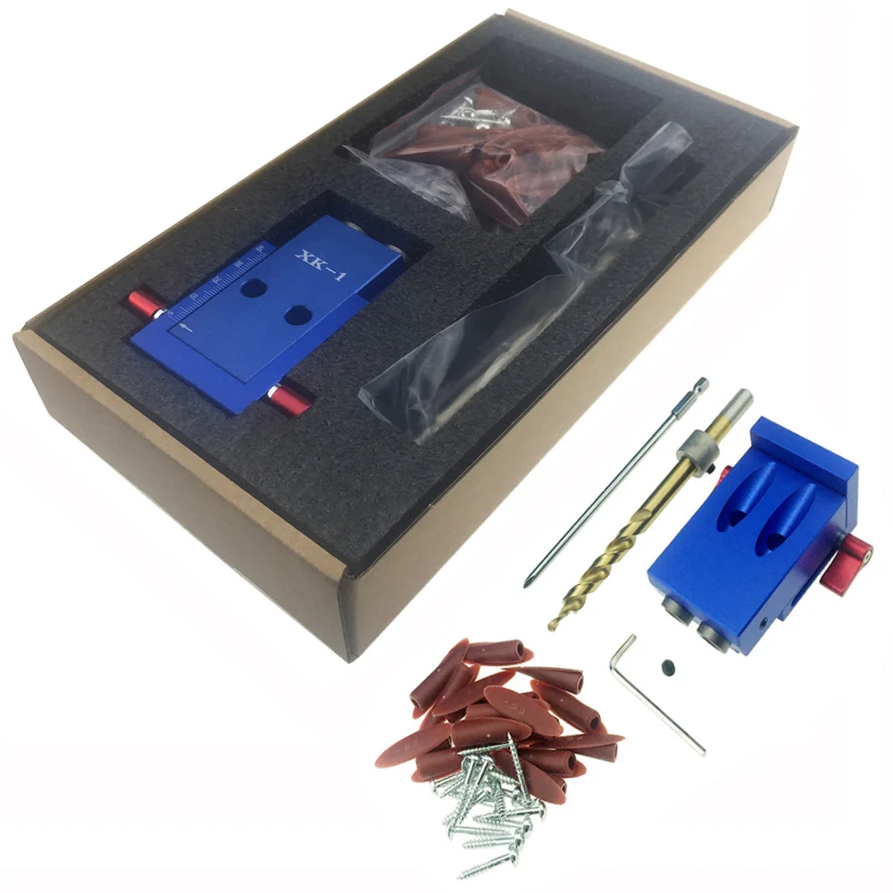 

Portable Pocket Hole Jig Kit System With PH1 Screwdriver 9.5mm Drill Bit Set For Carpenter WoodWorking Hardware Tools AD305