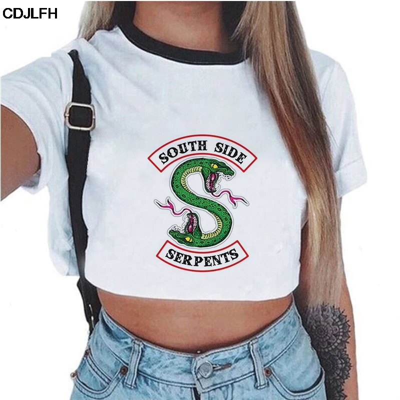 

Korean Style Fashion T Shirt Harajuku Kawaii Crop Tops Tumblr Tees Riverdale Southside Serpents Jughead White Tshirt