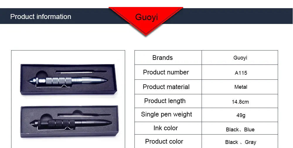 Guoyi A115 Ретро Роскошная металлическая тактическая ручка для обучения в офисе и школе канцелярский подарок; ручка и многофункциональная ручка для письма инструменты для кемпинга