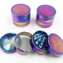 Красивые 40 мм 50 мм 55 мм 63 мм радужные шлифовальные станки с 4 частями шлифовальный станок из цинкового сплава топовые табачные травы для курения специй