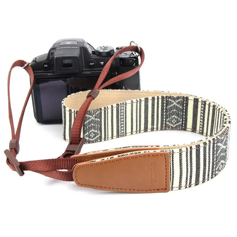 

Retro Off White Camera Strap Camera Shoulder Strap Multi-color DSLR Digital Adjustable Camera Neck Straps Pattern Camera Straps