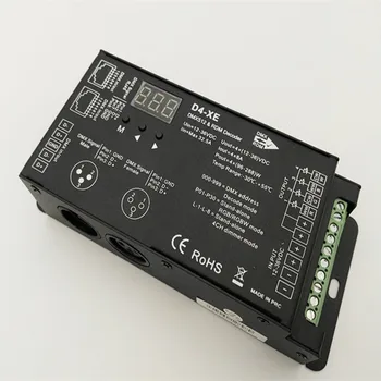

10Pcs D4-XE 4CH PWM constant voltage CV DMX512 RDM LED decoder controller with digital display XLR3 RJ45 DC12V 24V 36V 8A*4CH