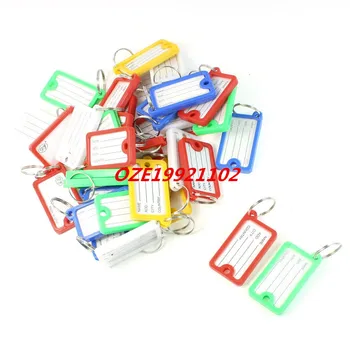 

Plastic ID Card Key Label Holder Split Key Ring Keychain Set Multi Color
