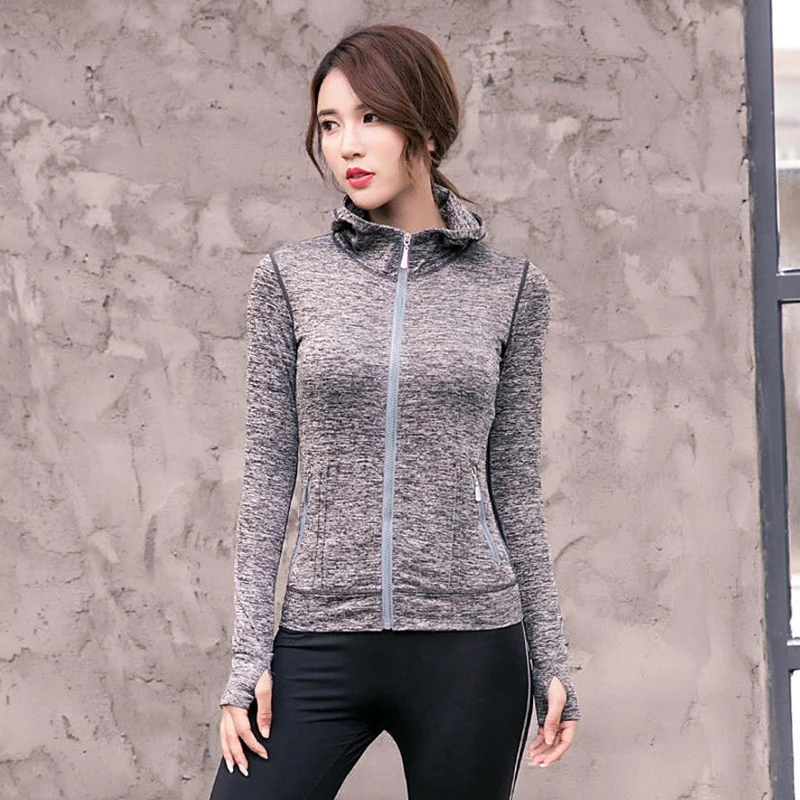 Новый длинным рукавом Куртка Для Бега Йога тренажерный зал Фитнес Tight TopsWomen