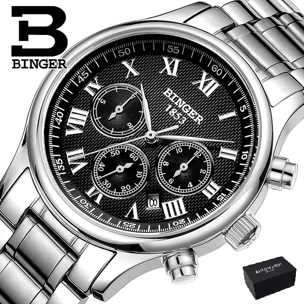 Оригинальные Роскошные Брендовые мужские часы Бингер с кожаным ремешком, полностью стальные автоматические механические часы с сапфировым сапфиром, деловые часы, водонепроницаемые B-603 - Цвет: 7-original price